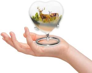 Deer Print Design Urn | Mini <b>Heart</b> Cremation Urn with Stand & Premium <b>Box</b> | Honor Your Loved One with Urn <b>Heart</b> <b>Shaped</b> - Product Image 5
