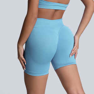 Pantalones cortos sin costuras de cintura alta para mujer, nueva llegada personalizada, ropa deportiva de cintura media para correr, entrenamiento, Fitness, gimnasio, Yoga - Product Image 3