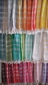 Offre Spéciale 100% coton Hammam Fouta turc serviette de plage doux sans sable à séchage rapide pour la maison et les voyages Logo personnalisé Design rayé - Product Image 5