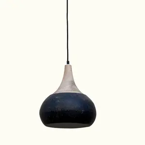 Robuste Designer dekorative industrielle Metalls chirm Hängelampe Licht Single Dome Anhänger mit Holz akzenten für den Innenbereich