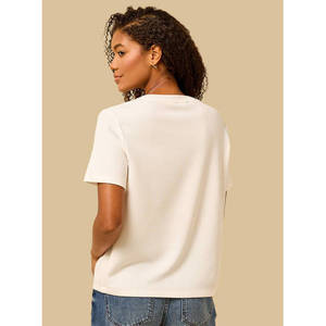 Camiseta Lisa para Mujer, Corte Regular, Informal, Básica, de Manga Corta, Cómoda para Uso Diario, Marca Privada OEM - Product Image 3