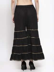 Pantalon Palazzo indien fait à la main en rayonne noire Pantalon Palazzo surpiqué pour femme - Product Image 5