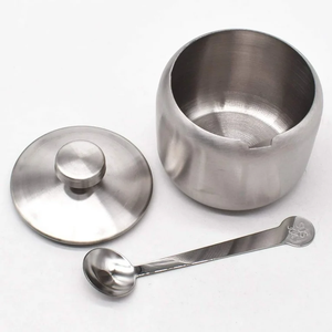 Wholesale Direct Factory Stainless Steel Salt and <b>Sugar</b> <b>Bowl</b> Set Handmade 7 Pieces Set Crafts Herb and Spice Storage <b>Bowl</b> Jar - Product Image 6