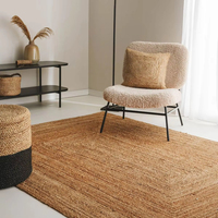 Tapis de sol en coton de jute naturel tissé à la main de style moderne sur mesure pour la maison, l'hôtel, le salon, le restaurant ou la chambre