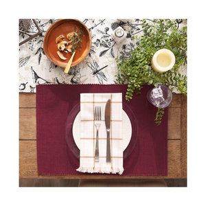 Durable Solid Maroon Colour Pure Cotton Linen Placemat 32x45cm Dining Table Mat OEKO <b>TEX</b> Certified Export Quality India Made - Product Image 1