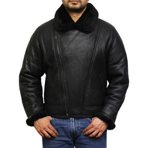 Stylish Genuine Leather Jacket with <b>Stand</b> Collar High Street Style Durable Breathable Winter for Casual Outfits Daily Wear - Product Image 1