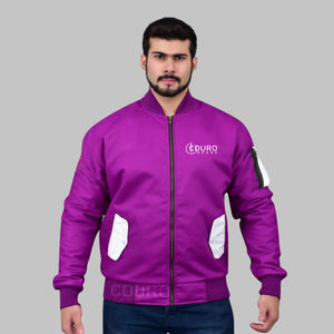 Chaqueta Bomber Personalizada para Hombre, de Mezclilla Recubierta, Bordada, con Cuello Alto, Cortavientos para Invierno - Product Image 1