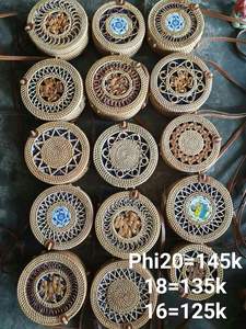 Cartera cruzada de ratán redonda de moda para mujer Diseño bohemio elegante - Product Image 2