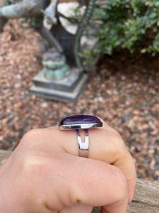 Bague minimaliste en argent sterling 925 avec pierres précieuses faite à la main février pierre de naissance améthyste pour cadeau d'anniversaire de mariage bijoux fins - Product Image 2