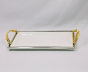 Bandeja de servicio de metal de aluminio hecha a mano de diseño atractivo para uso doméstico en hoteles y restaurantes con textura martillada - Product Image 5