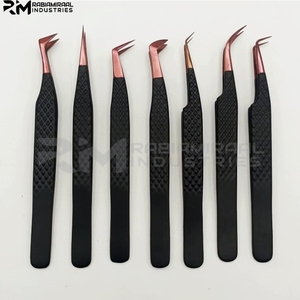 RMI ชุดแหนบขนตาแบบยั่งยืนด้ามสีดำ, แหนบปลายขยายสีโรสโกลด์แหนบขนตาปริมาณที่สมบูรณ์แบบ - Product Image 5
