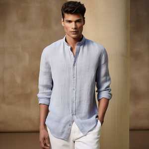 Chemises habillées en fibre de bambou à manches longues extensibles pour les affaires, coupe régulière, chemises habillées en bambou sans repassage pour hommes - Product Image 1