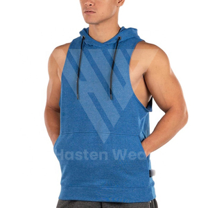 Chalecos de entrenamiento sin mangas de buena calidad, Sudadera con capucha, ropa de gimnasio, deportes absorbentes de sudor, entrenamiento para correr, sudaderas con capucha sin mangas para hombre - Product Image 1