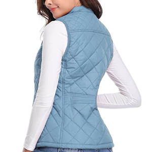 Chaleco acolchado para montar a caballo con cremallera para mujer, nueva moda para mujer, a prueba de viento, negro, con cuello levantado, manga larga, ropa de invierno - Product Image 2