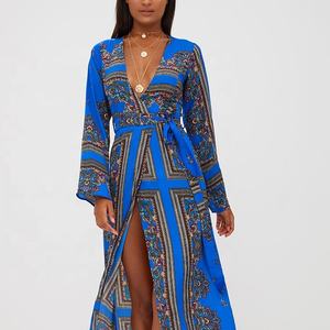 Stylish Boho Floral Print <b>Long</b> <b>Kimono</b> Women's Clothing Belt Holiday Gypsy Chic Sexy Bohemian Cover Ups Cape <b>Robe</b> Cotton - Product Image 1