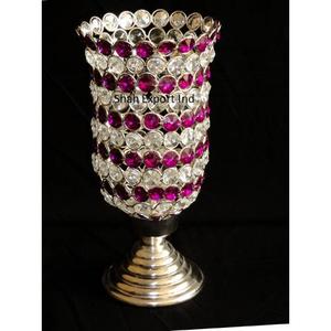 Portavelas Hurricanes con cuentas de cristal de diseño personalizado para boda, hogar, mesa decorativa, centros de mesa de plata - Product Image 5