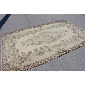 พรมขนแกะสีน้ำตาลเบจแบบดั้งเดิมขนาด5.2x9.4ฟุตงานเย็บปะสี่เหลี่ยมผืนผ้าสไตล์วินเทจสำหรับวัยรุ่นพรมข้างเตียง - Product Image 2