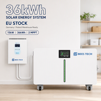 Batterie solaire LiFePO4 ULTRASAFE 36 kWh 51,2 V 720 Ah avec barre lumineuse LED et onduleur 15 kW 2 MPPT pour système hybride domestique, stock UE et Pologne