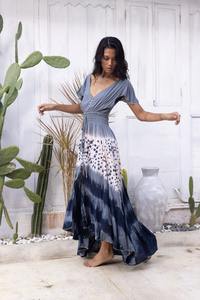Modest Floral Tie Dye Print Long Bohemian Maxi Dress Mujeres Sexy Elegante 6XL Venta al por mayor Playa - Product Image 2