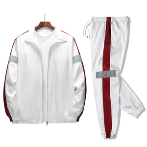 Nueva moda para hombre, ropa deportiva atlética, chándal con cremallera completa, chándales hechos a medida Unisex con rayas laterales de 2 piezas para invierno y otoño - Product Image 2