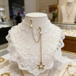 Pendientes de Cadena Larga con Estrella y Luna en Acero Inoxidable, Baño de Oro Vintage, con Circonitas de Colores, para Mujer, Regalo de Moda - Product Image 3