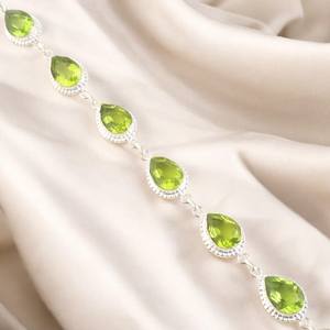 Pulsera de Plata de Ley con Circonita Facetada, Corte Pera, Hecha a Mano, Piedra de Nacimiento de Agosto, Joyería de Lujo, Elegante Regalo de Aniversario para - Product Image 3