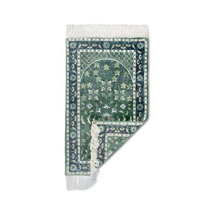 Tapis de prière moderne en viscose vert foncé, compact/pliable, léger, tapis musulman disponible en grande quantité - Product Image 3