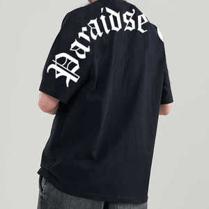 Vente en gros T-shirt blanc en jersey de coton pour homme Logo personnalisé Sérigraphie OEM Manches courtes Col rond Épaules tombantes pour streetwear - Product Image 3