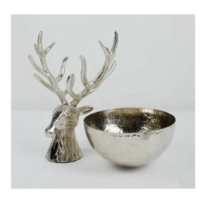 High Quality <b>Stag</b> <b>Head</b> Hammered Aluminium Bowls Nickel Plated Perfect for Salad Snack Fruit Nuts Serving Dining Table Wholesale - Product Image 5
