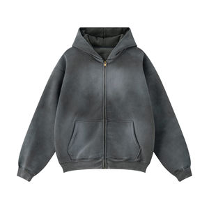 Vente en gros personnalisée Sweat à capuche français unisexe de haute qualité Sweats à capuche grande taille Sweat à capuche court uni à épaules tombantes - Product Image 2