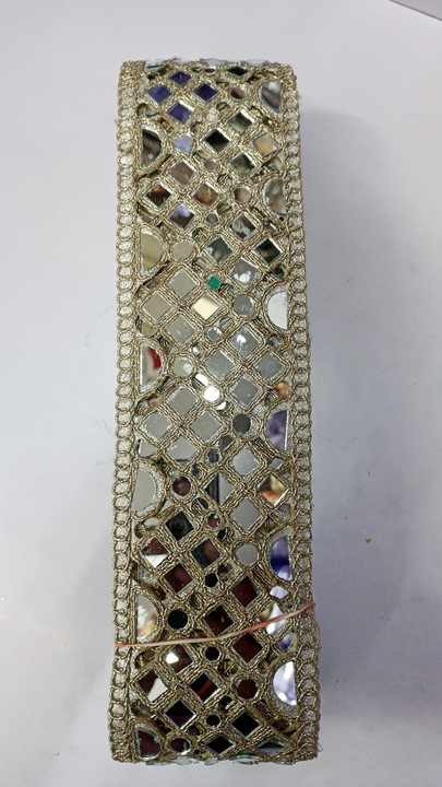 Custom Made Mirror Work Embroidered Laces in Crescent & Curly Designed Border Designs and in One Colour for Wedding Dresses