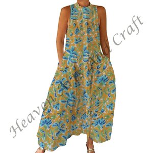 100% Cotton Summer Casual Jumpsuit Floral Hand <b>Block</b> Printed Soft Woven with Zipper Closer For Spring/Summer Adults BPJS066 - Product Image 4
