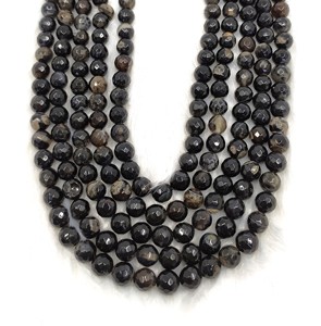 Cuentas facetadas de ágata Sulemani negra de 8 mm, más vendidas, para la fabricación de joyas - Product Image 2