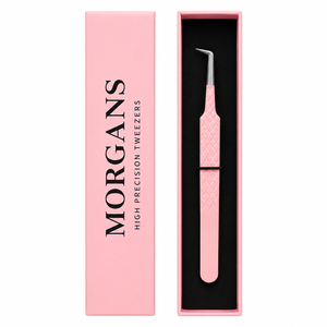 Pinzas de Precisión para Pestañas Morgans MI-ET-0001 de 10 mm, Duraderas y con Agarre Perfecto, de Acero Inoxidable Rosa con Punta Suave, en Caja - Product Image 2