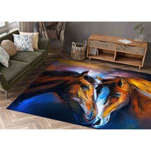 Two <b>Horses</b> <b>Painting</b> Rug: Anti-Slip Indoor Carpet,Chenille Rug - Product Image 4