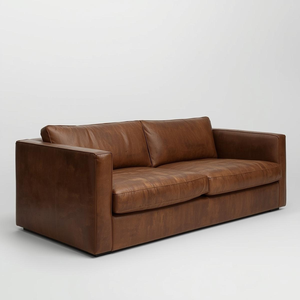 Contemporary Leather Two Seater Sofa Living <b>Seating</b> Furniture Clean Look Stable Wood Construction for Living Room Villa Hotel - Product Image 1