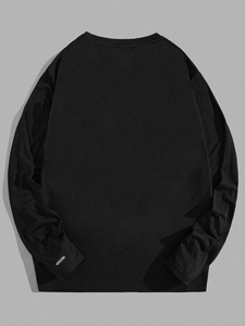 High Quality Men's Long Sleeve Shirt Cotton Material Plain Customized Full Sleeves Shirt for Men O-neck Breathable <b>Tshirt</b> - Product Image 3