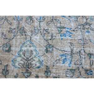 Alfombra turca de 3x7.6 pies, alfombra vintage con motivos de plantas y árboles azules - Product Image 5