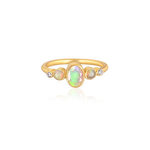 Natural Ethiopian <b>Opal</b> Gemstone Solid 925 Sterling <b>Silver</b> Yellow Gold Plated Minimalist <b>Ring</b> Perfect Gifts Wedding Jewelry - Product Image 1