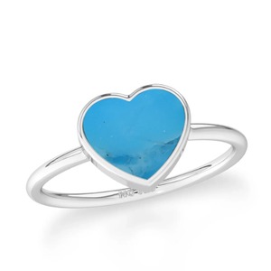 แหวนเงินสเตอริง925แบบวางซ้อนกันได้การตั้งค่าแบบฝาปิดสีฟ้ารูปหัวใจสีเทอร์ควอยซ์แบบบีบอัดทันสมัยใช้ได้ทั้งชายและหญิง - Product Image 1