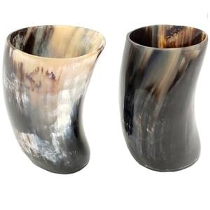 Tasses à corne à boire Viking authentiques faites à la main corne de buffle/boeuf naturel étanche logo en verre personnalisable style ange fabriqué - Product Image 4