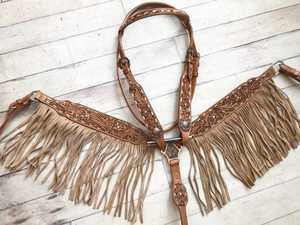 Equipo de sillín de caballo de cuero genuino de alta calidad, recién llegado, sillín de cabeza occidental portátil y sillines de calidad con cuello de pecho - Product Image 6