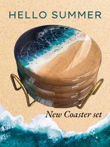 Modern Interior Wooden Resin Coaster Handcrafted High Quality Bohemian Style Eco-Friendly <b>Table</b> Coaster for Living Room - Product Image 4