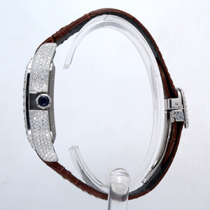 นาฬิกาข้อมือผู้ชายแบบสั่งทำพิเศษ ประดับเพชรโมอิสซาไนต์ VVS เครื่องกล สายสแตนเลสสีน้ำตาล หน้าปัดทรงเหลี่ยม แสดงผลแบบอนาล็อก กระจก - Product Image 4