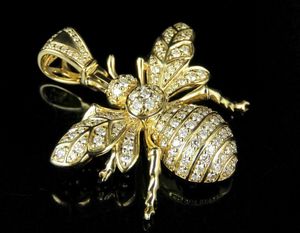 14K chapado en oro amarillo 1,35 Ct redondo princesa corte Moissanite belleza abeja HipHop estilo Pave Set colgante - Product Image 3