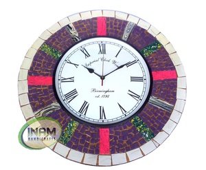Reloj de pared analógico hecho a mano, moderno/de diseño, con mármol multicolor y diseño elegante por INAM HANDICRAFTS - Product Image 1
