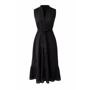 Vestido Midi Romántico Moderno con Cuello Mandarín, Cinturón, Algodón, Corte en A, Transpirable, para Verano, Tallas XS-XXL, Cintura Imperio, ODM - Product Image 5