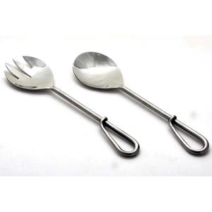 Service à salade en acier inoxydable avec poignée élégante, nouveau Style, service de couverts en métal, cuillère et fourchette à salade, service de couverts en métal, vente en gros - Product Image 3