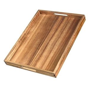 Plateau utilitaire rectangulaire en bois de manguier laqué, grande capacité, avec poignées faciles à soulever, compatible lave-vaisselle, pour usage quotidien, fabrication industrielle - Product Image 4