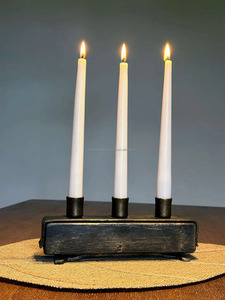 Bougeoir 3 bougies vintage moderne, élément unique en bois de fer forgé pour la décoration de la maison, pour les mariages et les occasions de Noël - Product Image 5